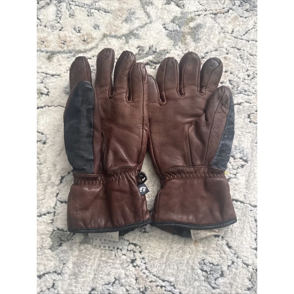 Vintage Ronin Hipora Leather Snowboard Gloves Brown Black Y2K Men's Size Small